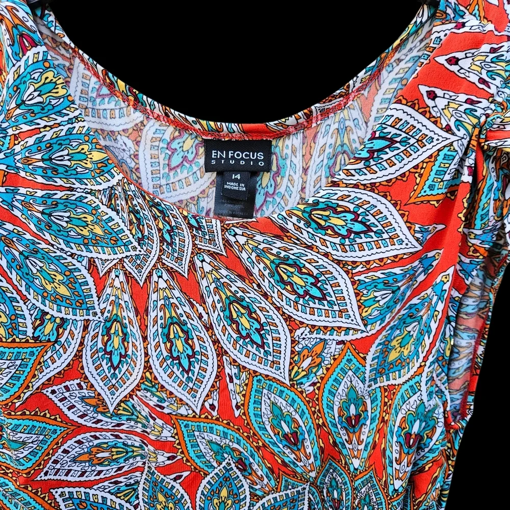 Enfocus Studio Patterned Mini Dress Women Size 14 - Picture 6 of 16